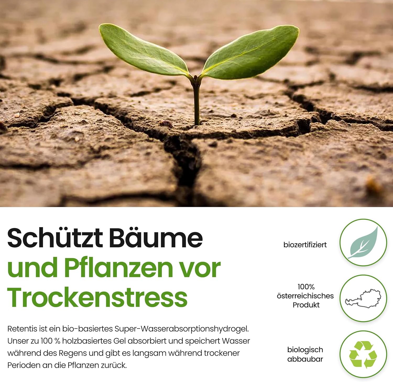 Retentis - bio-zertifiziertes Hydrogel aus Holz