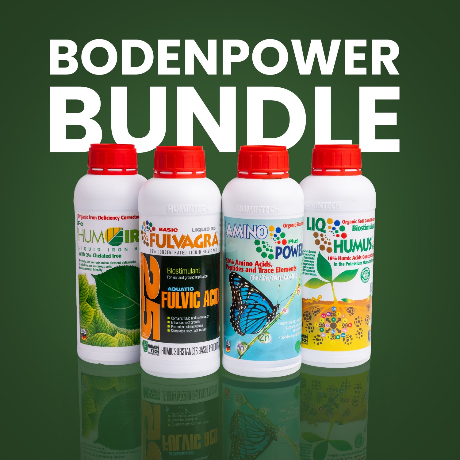 Bodenpower-Bundle: HuminIron + Liqhumus + Fulvagra + Amino Power