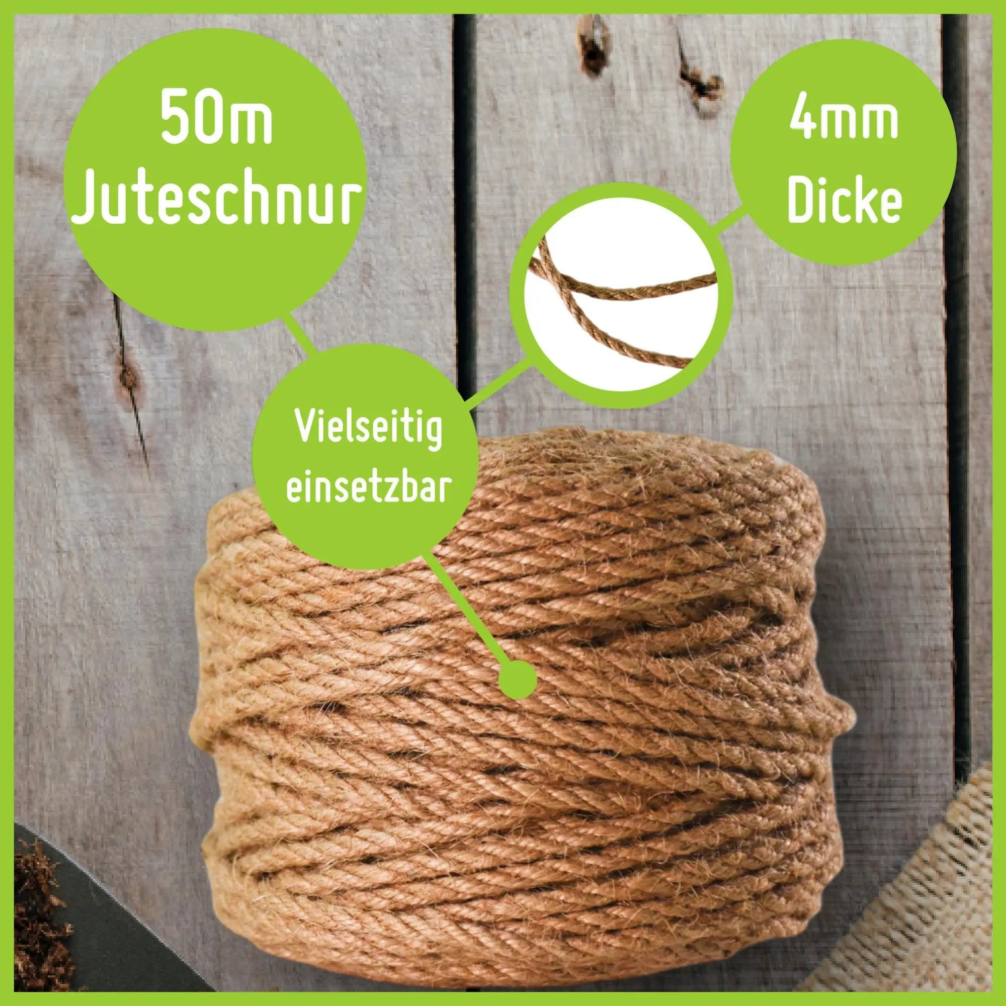 Juteschnur I 50 Meter I 4 mm Schnur TerraUno