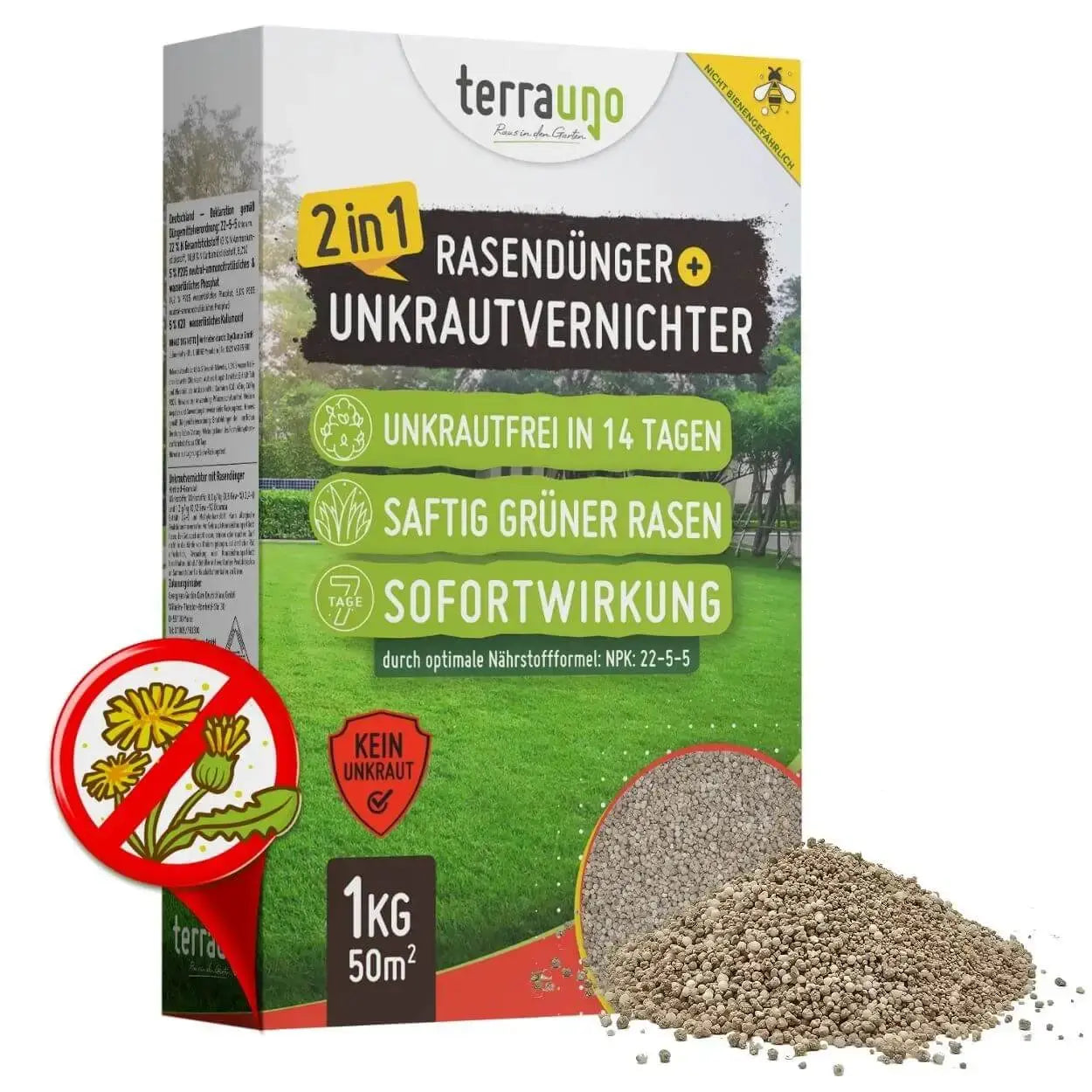 Rasendünger mit Unkrautvernichter TerraUno