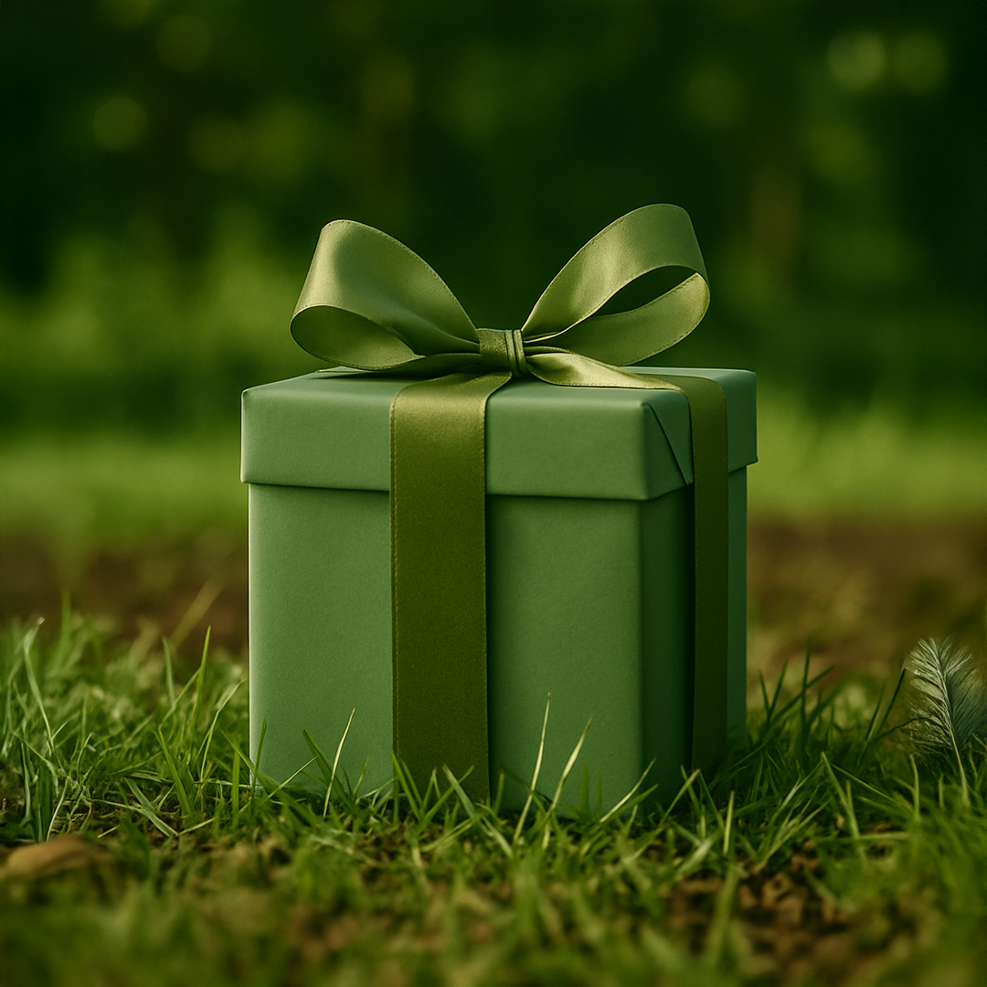 Grünes Geschenk mi grüner Schleife