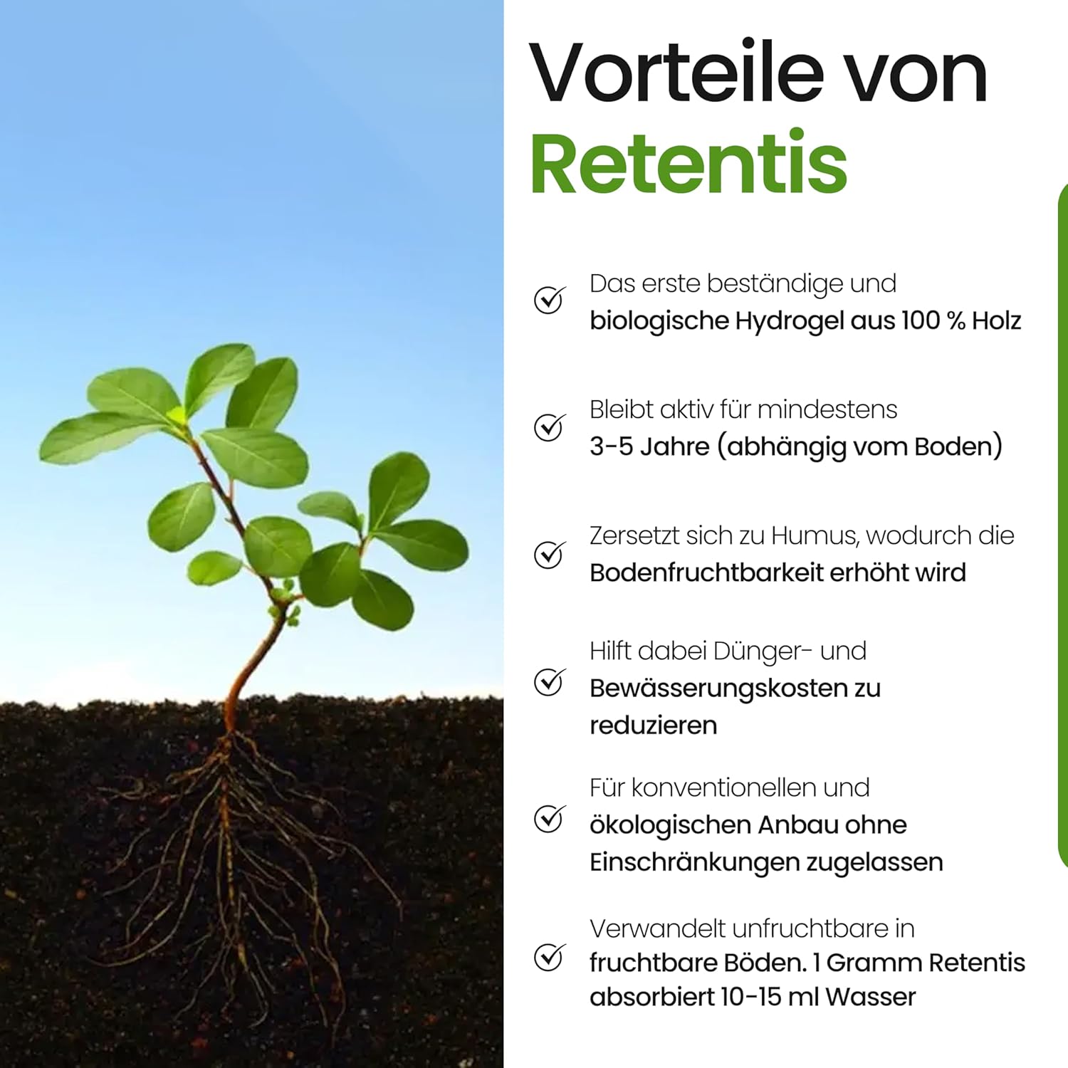 Retentis - bio-zertifiziertes Hydrogel aus Holz